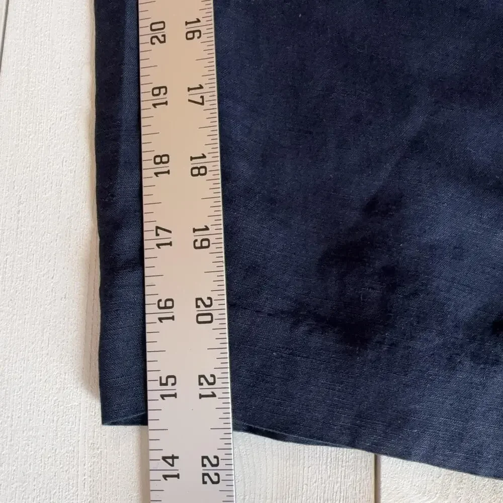 Ann Taylor Pants Womens 8 Blue Linen Cropped Wide Leg Sailor Buttons Capri - Picture 9 of 11